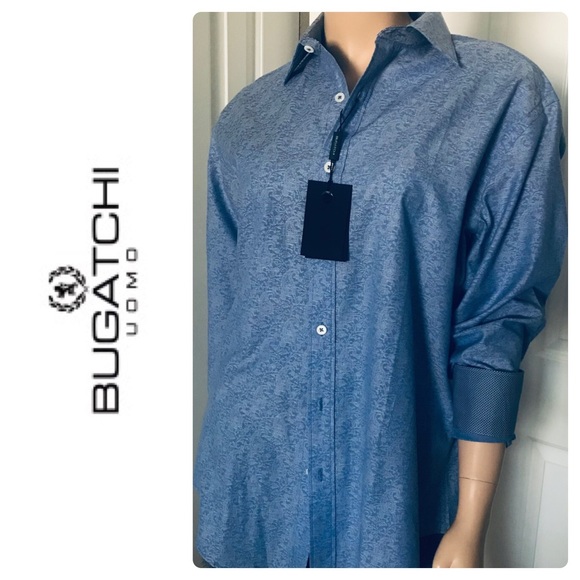 New Bugatchi Floral Tech Long-Sleeve Sport Shirt - Picture 5 of 17